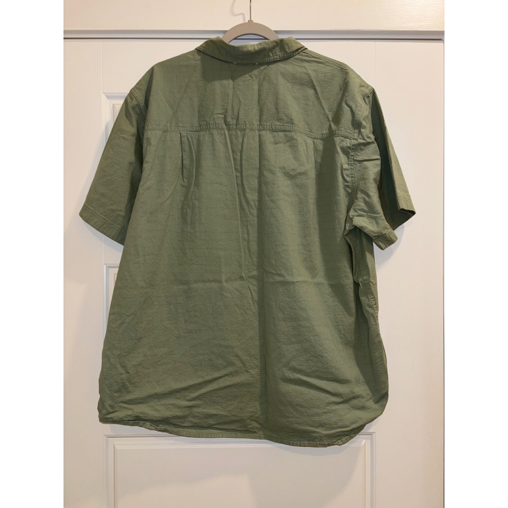 Sierra Designs Mens Tech Shirt XXL Green Short Sleeve Ripstop Hiking Button Down